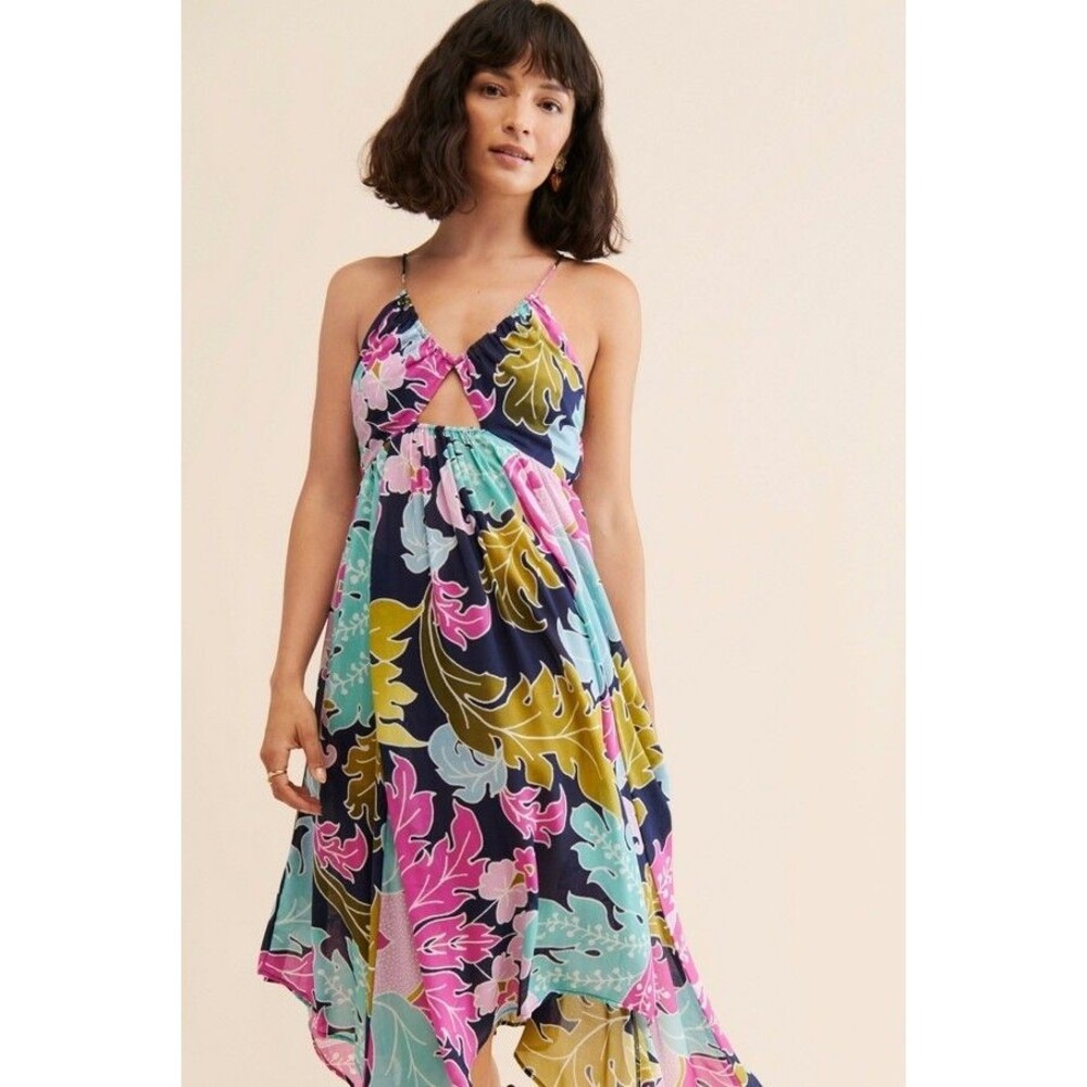 Anthropologie The Alani Maxi Cover-Up Dress Floral Printed Pullover XS 285724